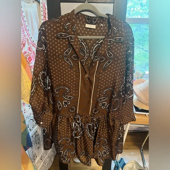 Sandro Brown Paisley dress - Picture 1 of 4